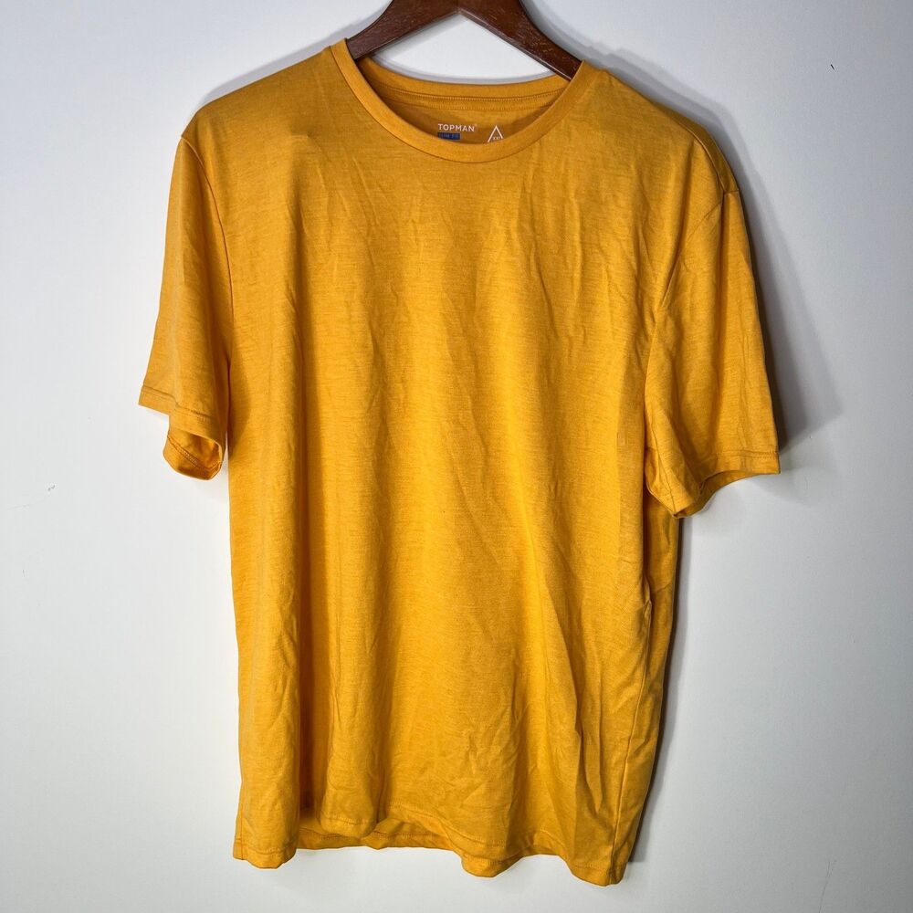 Topman Slim Fit T-Shirt XXL Yellow Orange Mens Casual Crew short sleeve